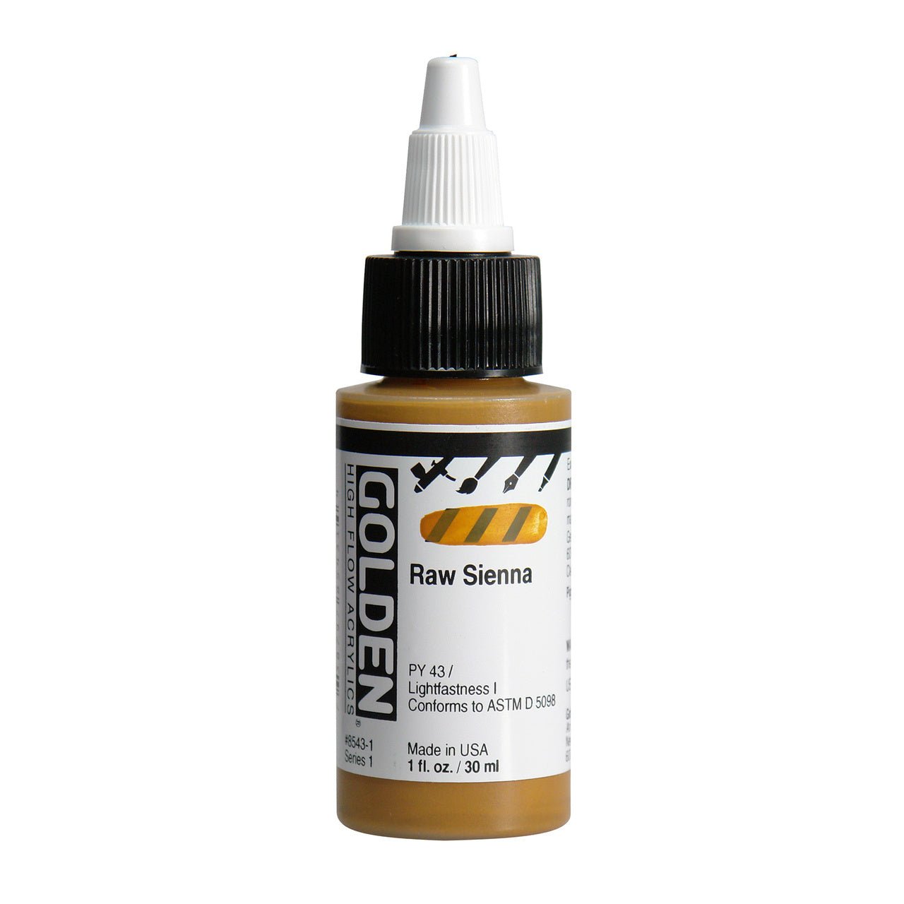 Golden High Flow Acrylic Raw Sienna 1 oz - merriartist.com