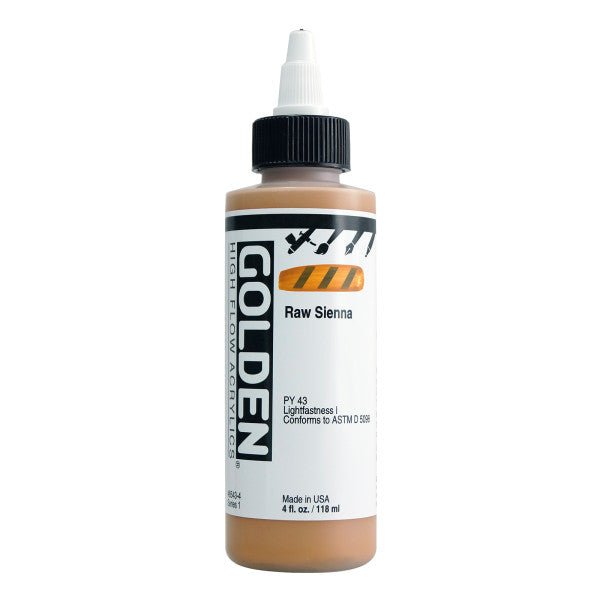 Golden High Flow Acrylic Raw Sienna 4 oz - merriartist.com