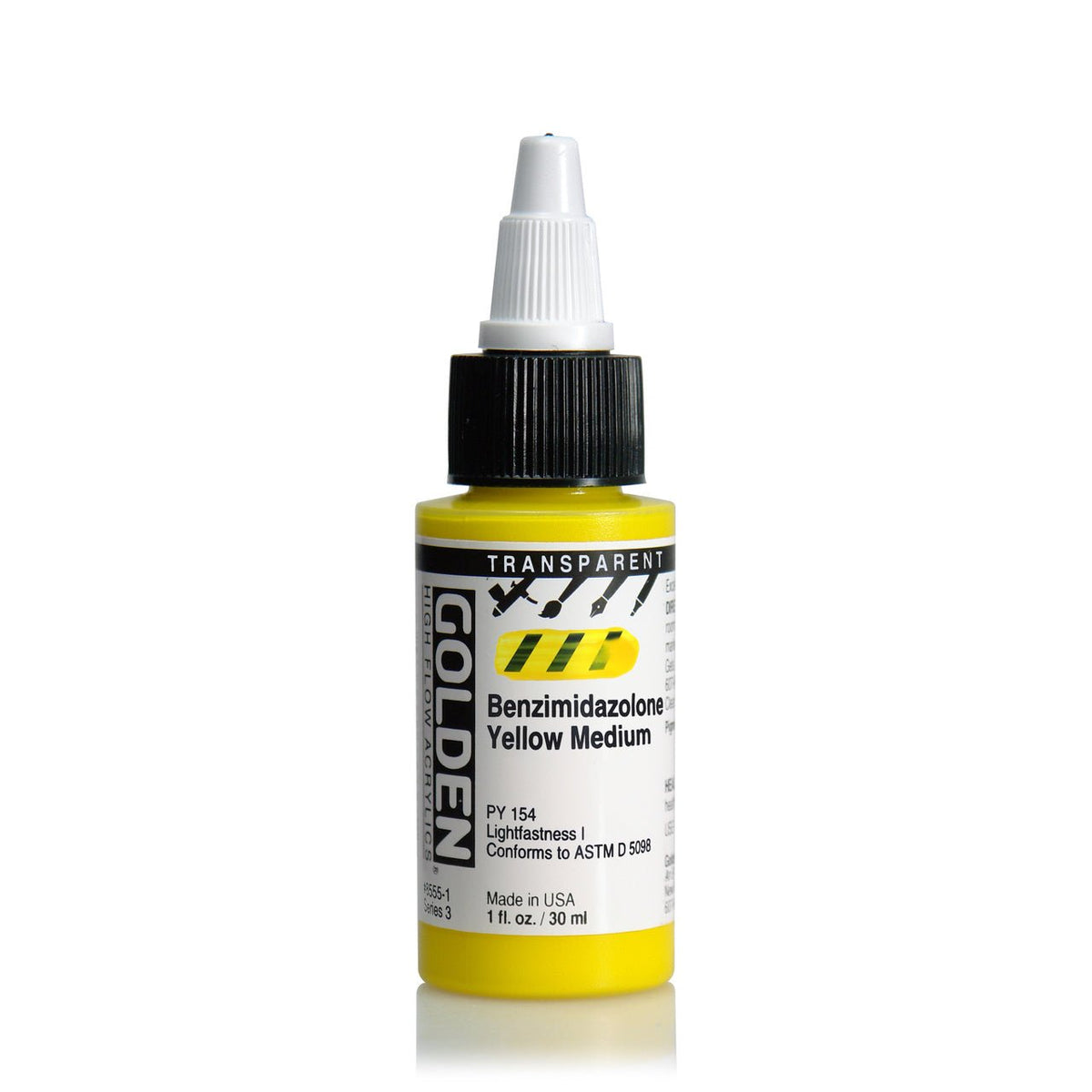 Golden High Flow Acrylic Transparent Benzimidazolone Yellow Medium 1 oz - merriartist.com