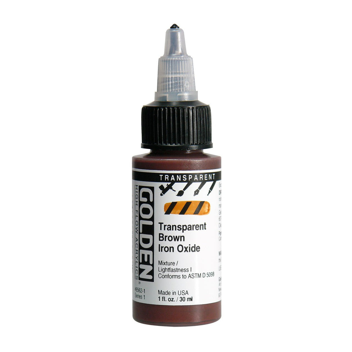 Golden High Flow Acrylic Transparent Brown Iron Oxide 1 oz - merriartist.com