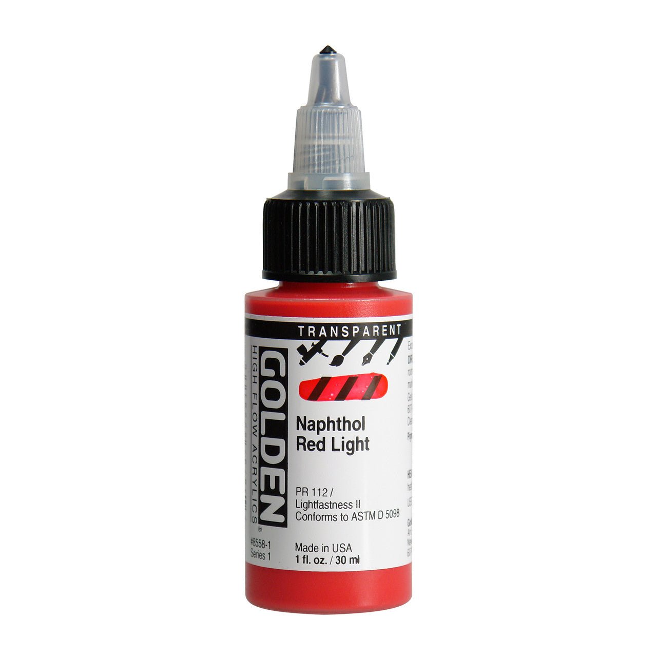 Golden High Flow Acrylic Transparent Napthol Red Light 1 oz - merriartist.com