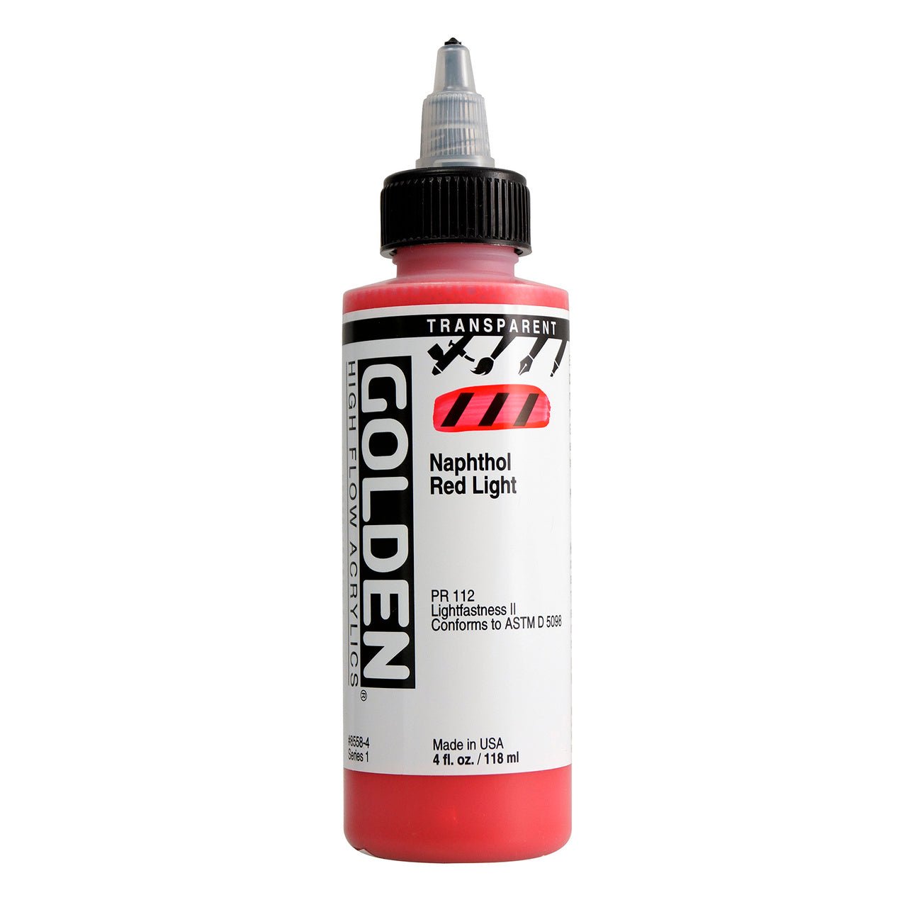 Golden High Flow Acrylic Transparent Napthol Red Light 4 oz - merriartist.com