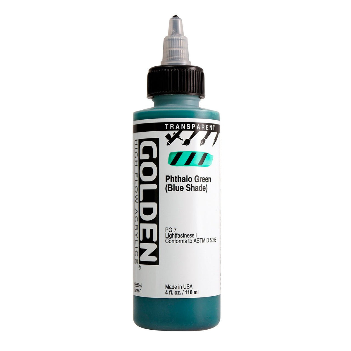 Golden High Flow Acrylic Transparent Phthalo Green (Blue Shade) 4 oz - merriartist.com