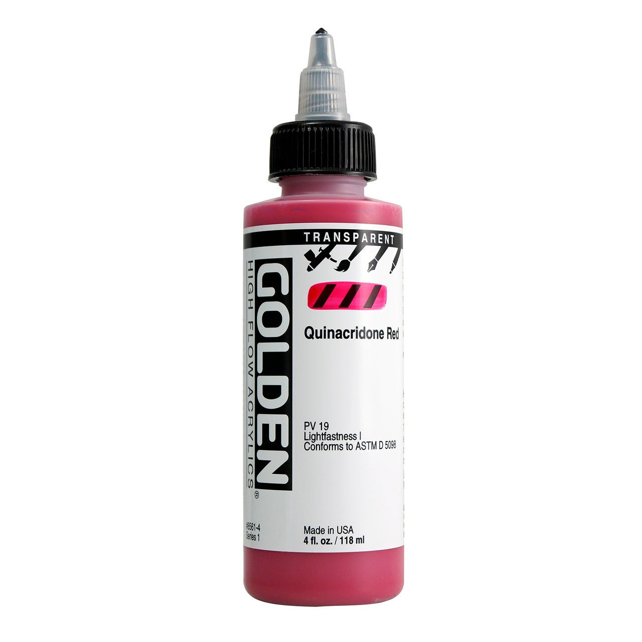 Golden High Flow Acrylic Transparent Quinacridone Red 4 oz - merriartist.com