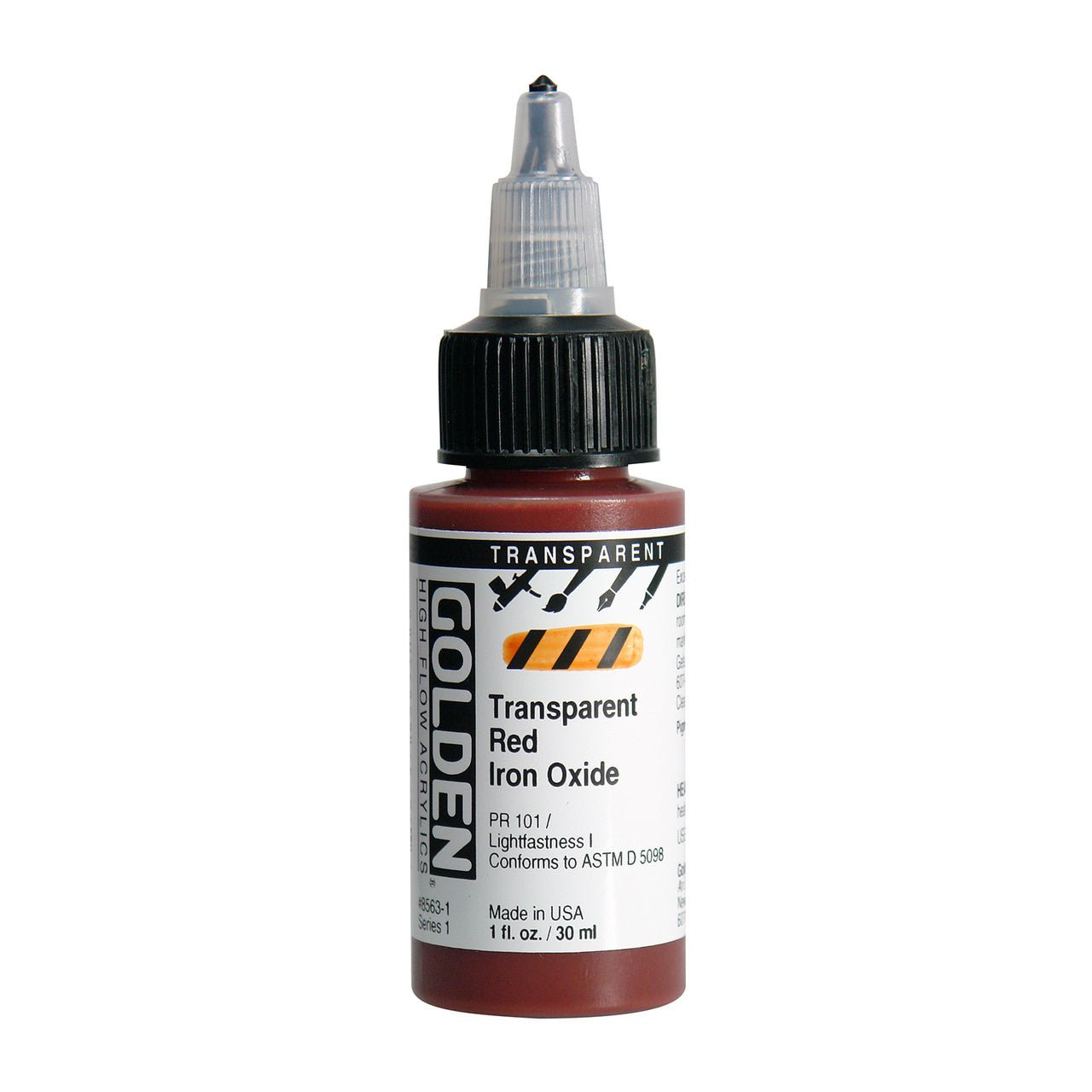 Golden High Flow Acrylic Transparent Red Iron Oxide 1 oz - merriartist.com