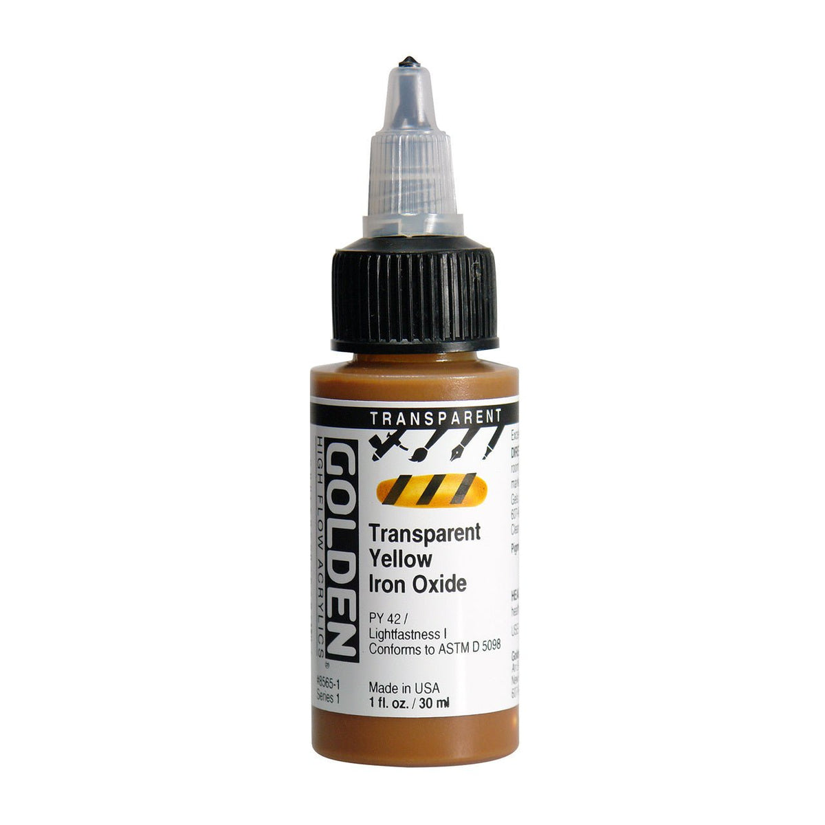 Golden High Flow Acrylic Transparent Yellow Iron Oxide 1 oz - merriartist.com