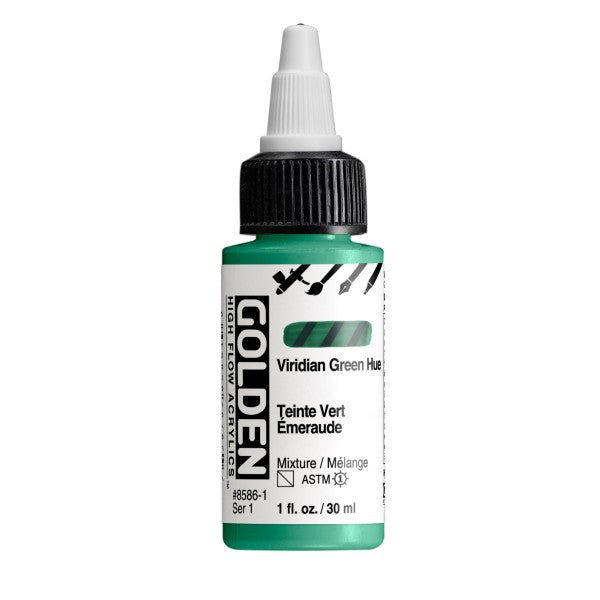 Golden High Flow Acrylic Viridian Green Hue 1 oz - merriartist.com