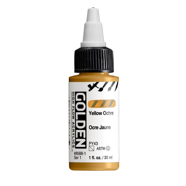 Golden High Flow Acrylic Yellow Ochre 1 oz - merriartist.com