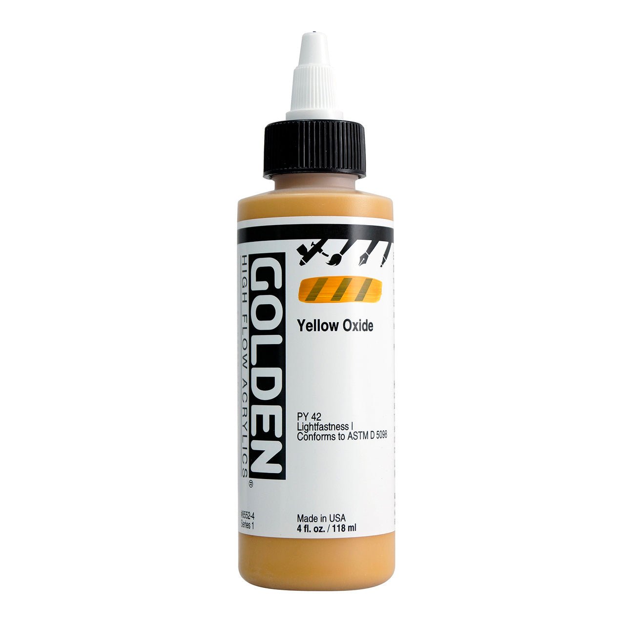 Golden High Flow Acrylic Yellow Oxide 4 oz - merriartist.com