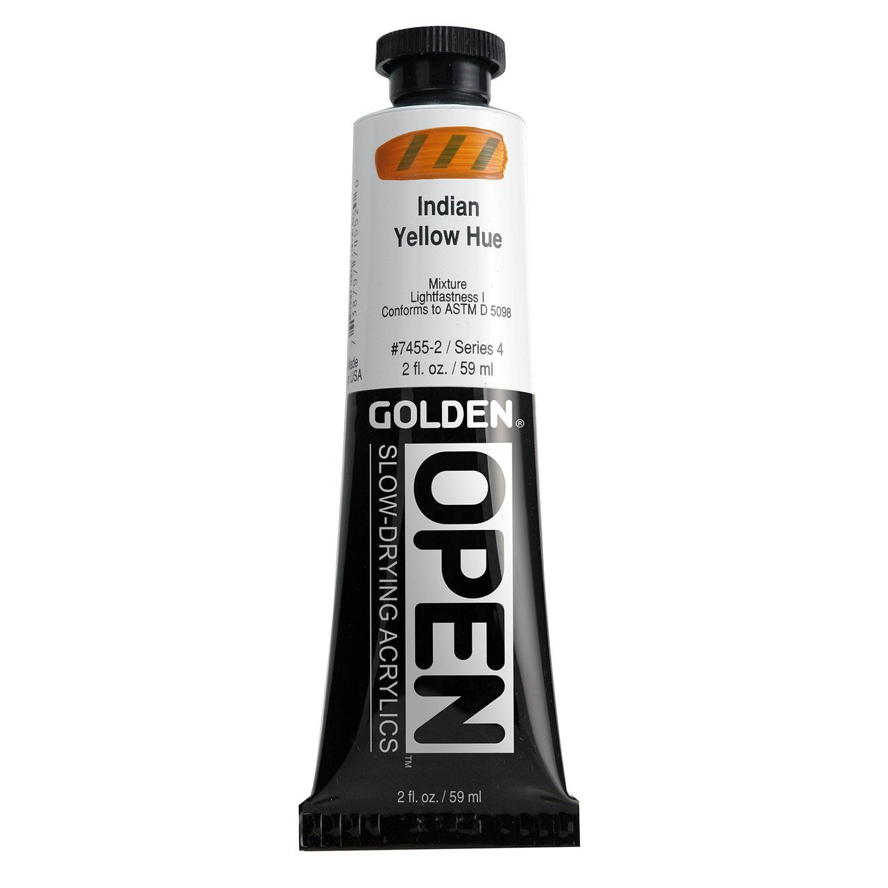 Golden OPEN Acrylic India Yellow Hue 2 oz - merriartist.com