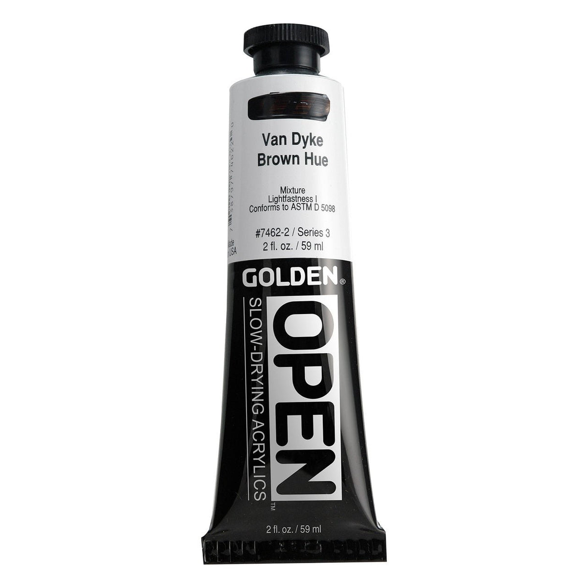 Golden OPEN Acrylic Van Dyke Brown Hue 2 oz - merriartist.com