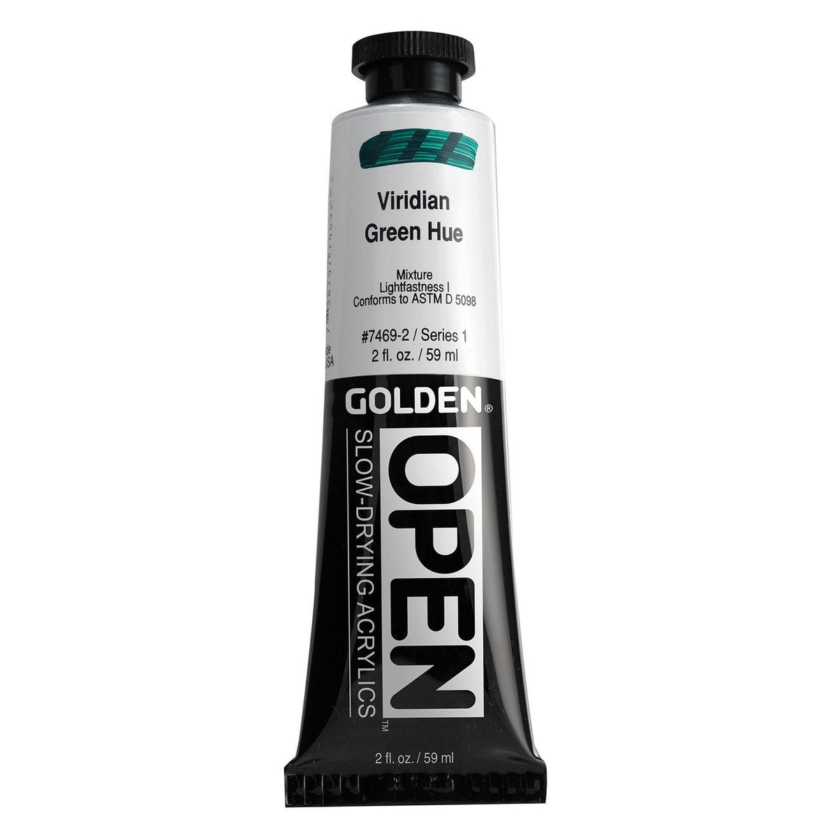 Golden OPEN Acrylic Viridian Green Hue 2 oz - merriartist.com