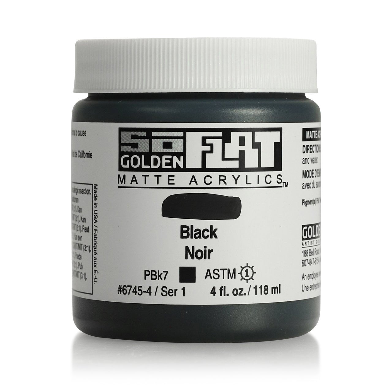 Golden SoFlat Matte Acrylic Paint - Black 4 oz jar - merriartist.com