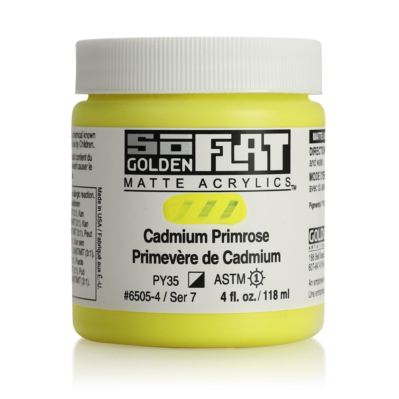 Golden SoFlat Matte Acrylic Paint - Cadmium Primrose 4 oz jar - merriartist.com