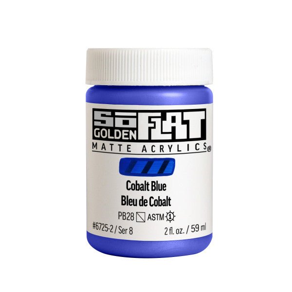 Golden SoFlat Matte Acrylic Paint - Cobalt Blue 2 oz jar - merriartist.com