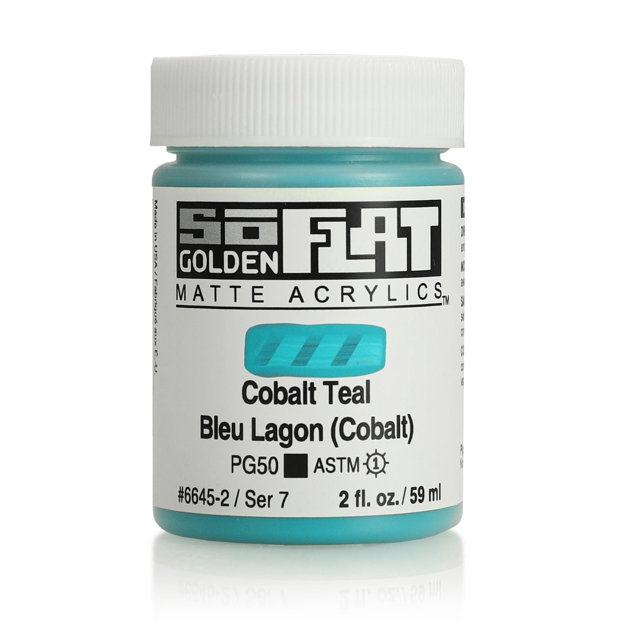 Golden SoFlat Matte Acrylic Paint - Cobalt Teal 2 oz jar - merriartist.com