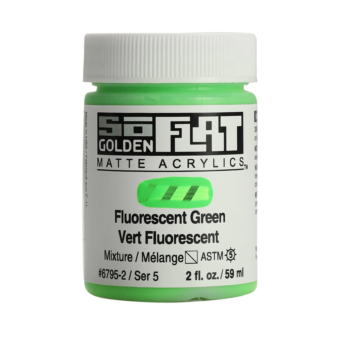 Golden SoFlat Matte Acrylic Paint - Fluorescent Green 2 oz jar - merriartist.com