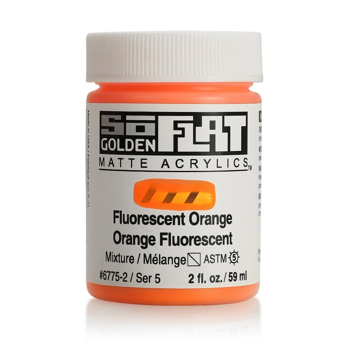 Golden SoFlat Matte Acrylic Paint - Fluorescent Orange 2 oz jar - merriartist.com