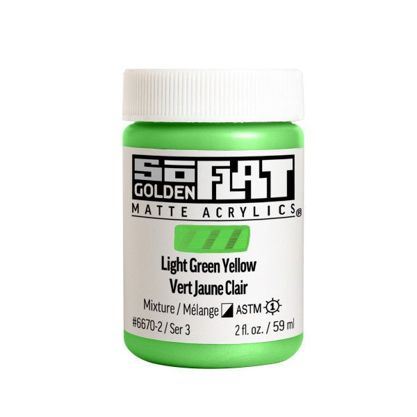 Golden SoFlat Matte Acrylic Paint - Light Green Yellow 2 oz jar