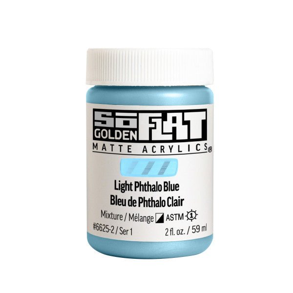 Golden SoFlat Matte Acrylic Paint - Light Phthalo Blue 2 oz jar - The Merri Artist - merriartist.com