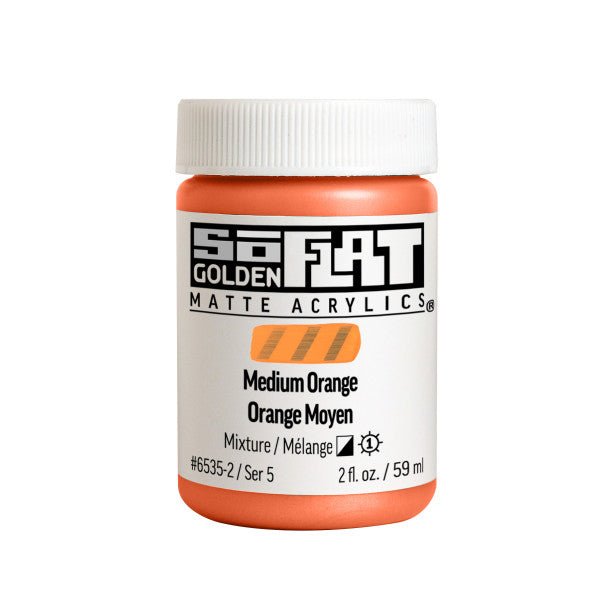 Golden SoFlat Matte Acrylic Paint Medium Orange 2 oz jar