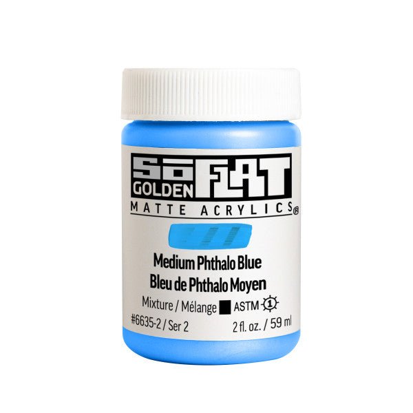 Golden SoFlat Matte Acrylic Paint - Medium Phthalo Blue 2 oz jar - The Merri Artist - merriartist.com