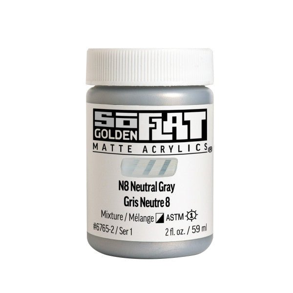 Golden SoFlat Matte Acrylic Paint - N8 Neutral Gray 2 oz jar - merriartist.com
