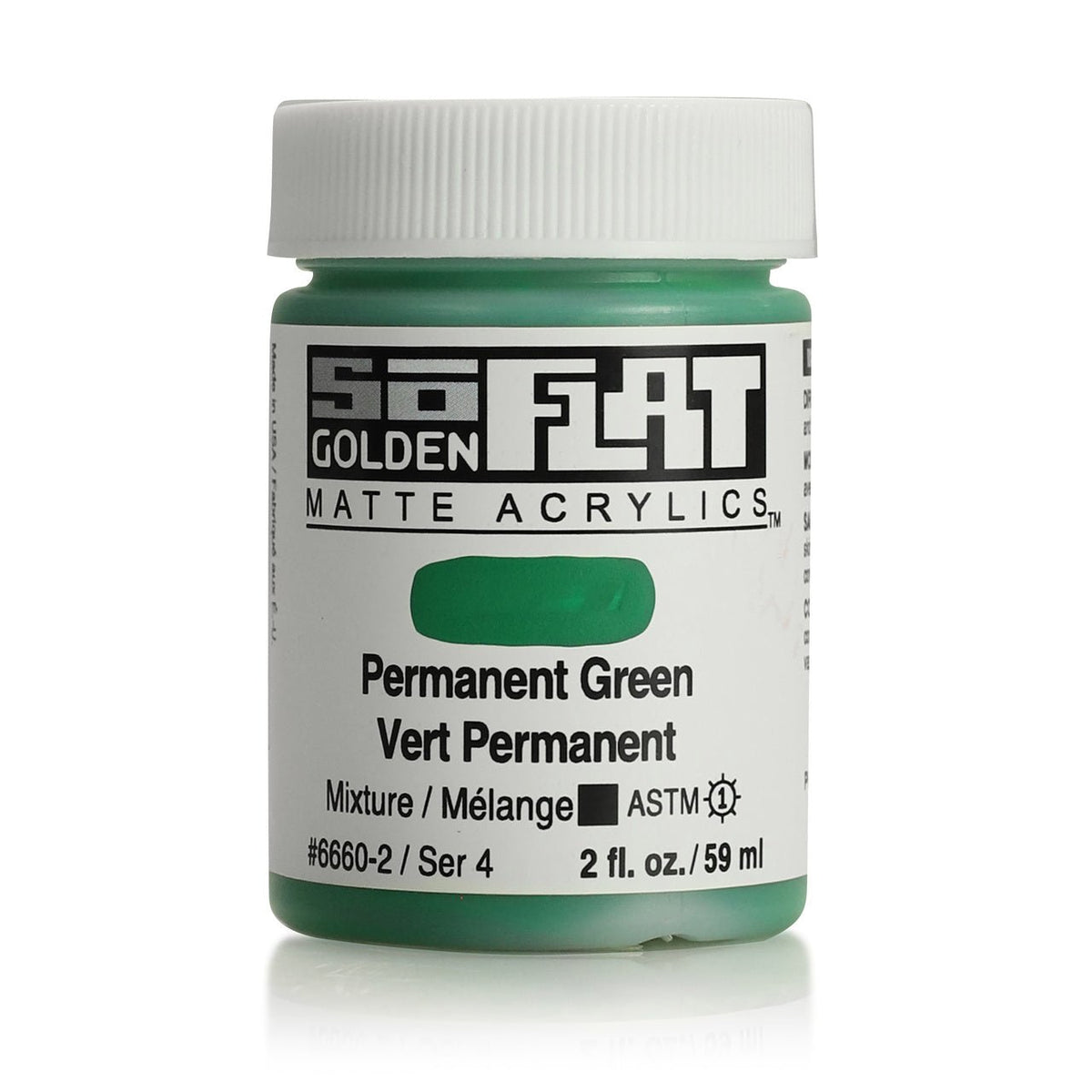 Golden SoFlat Matte Acrylic Paint - Permanent Green 2 oz jar - merriartist.com