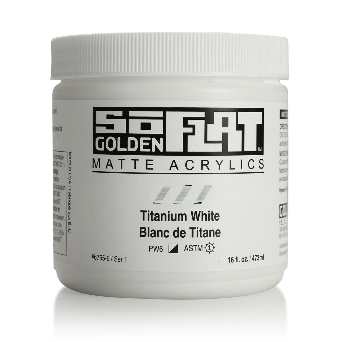 Golden SoFlat Matte Acrylic Paint - Titanium White 16 oz jar - merriartist.com