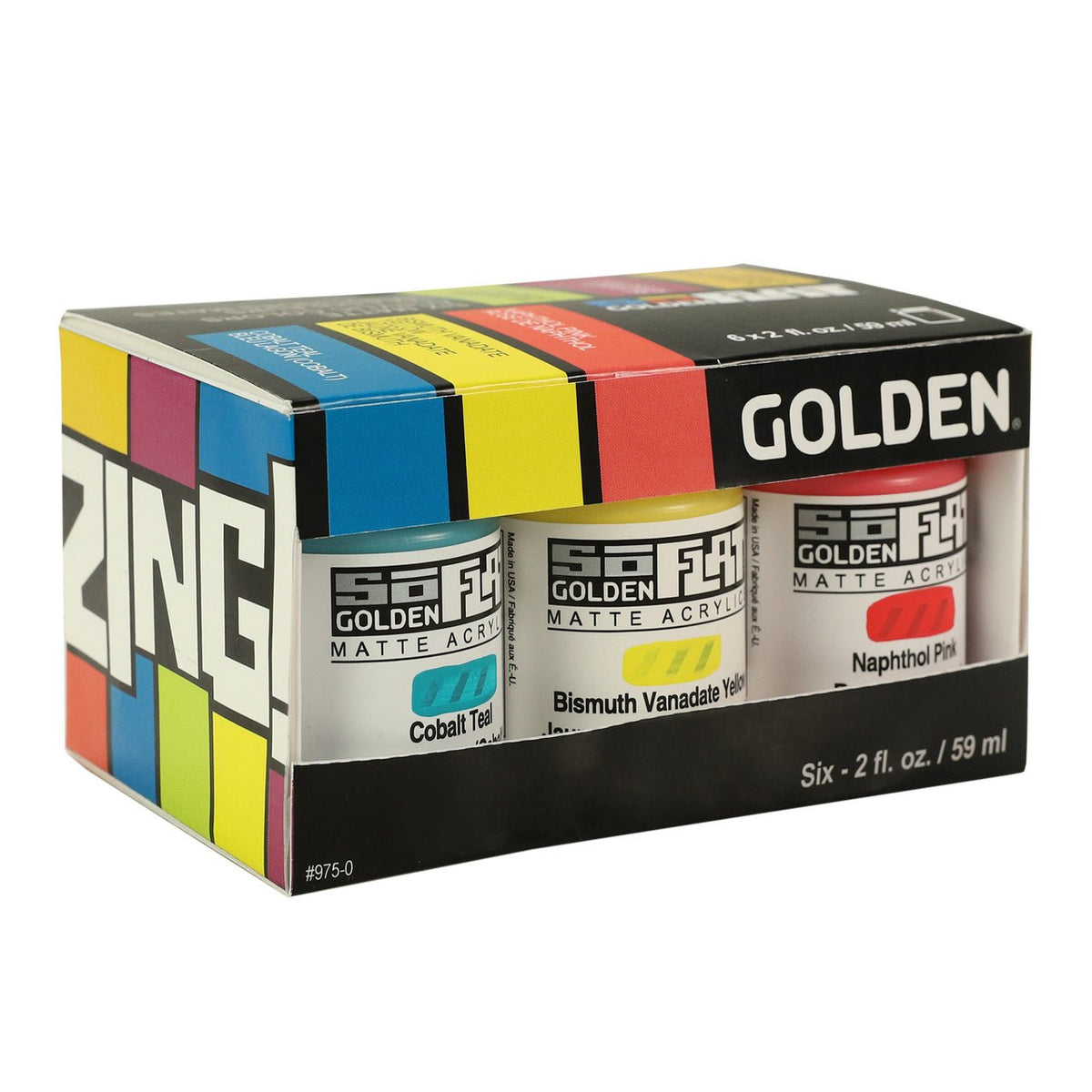 Golden SoFlat Matte Acrylic Paints - 6 Color Zing Set - merriartist.com