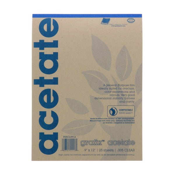 Grafix Clear Acetate .005 inch - 9x12 inch 25 Sheet Pad - merriartist.com