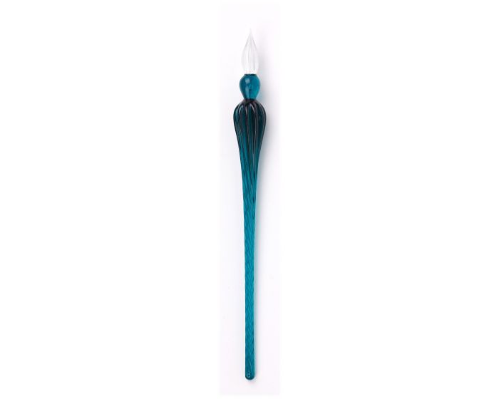 #H214/37 Herbin Round Glass Pen Spiral Body "Turquoise"