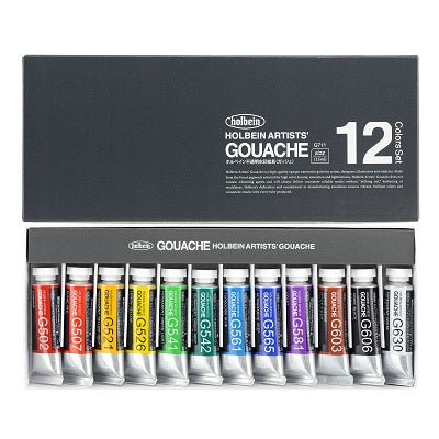 Holbein Artists Gouache 12 Color Set - 15ml Tubes - merriartist.com