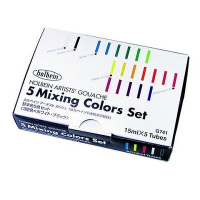 Holbein Artists Gouache 5 Color Mixing Set (15 ml Tubes) - merriartist.com