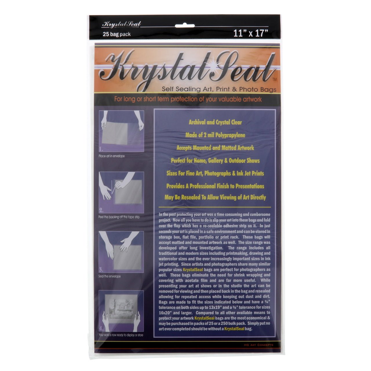 Krystal Seal Bags 11 x 17 - package of 25 - merriartist.com