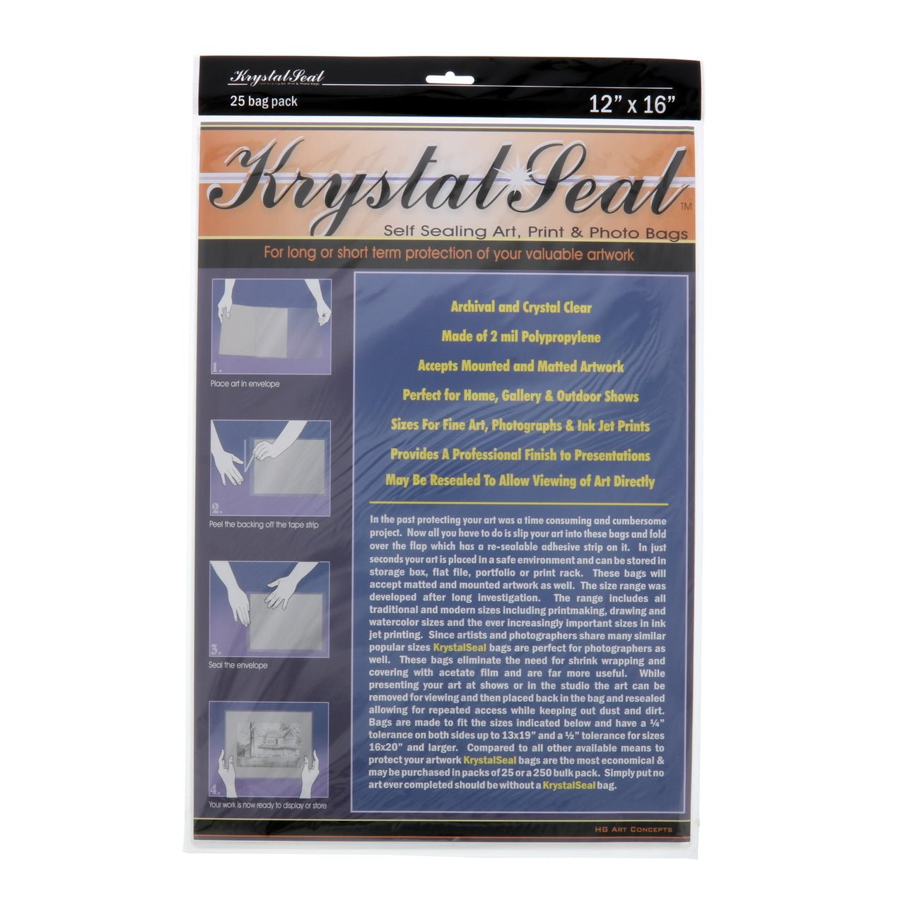 Krystal Seal Bags 12 x 16 - package of 25 - merriartist.com