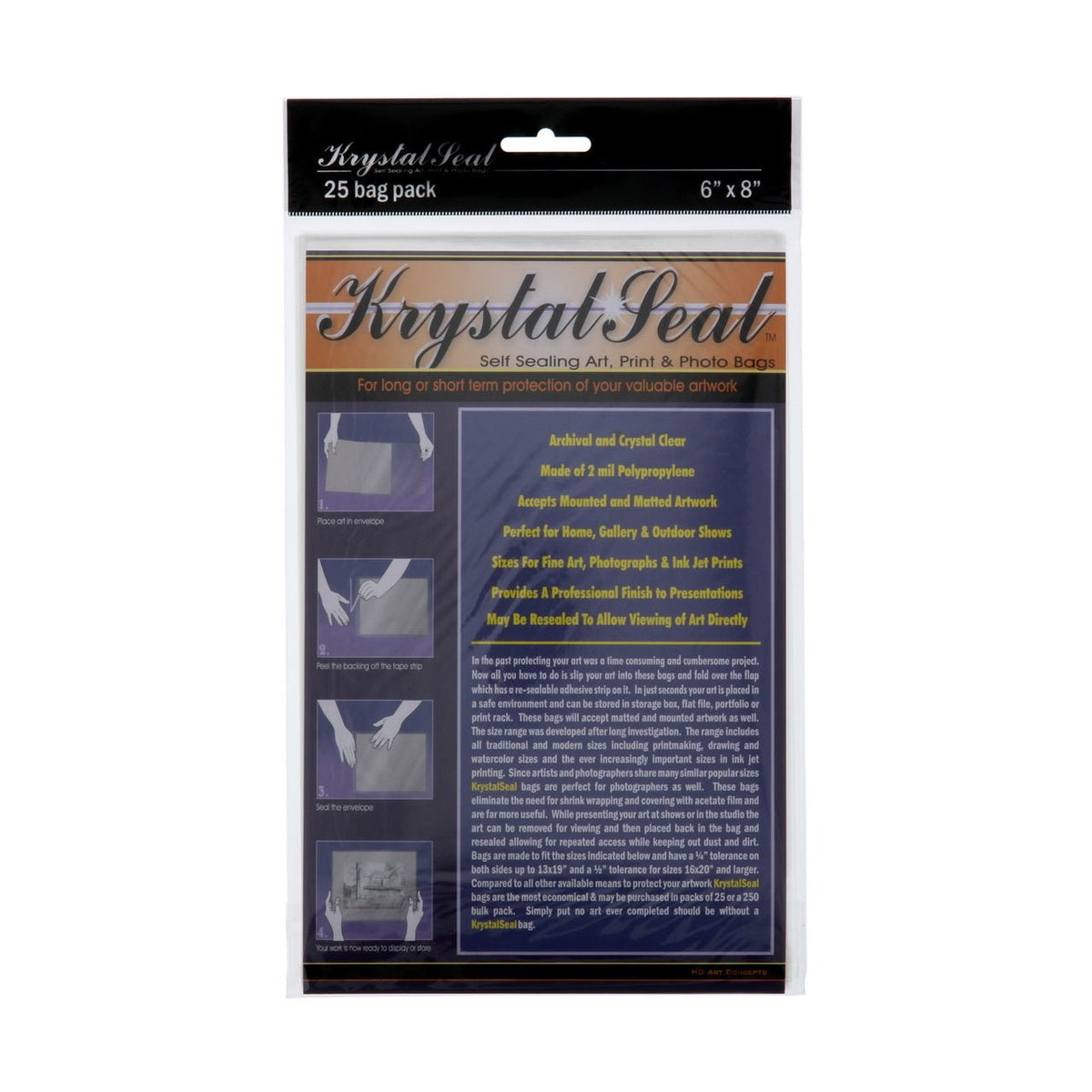 Krystal Seal Bags 6 X 8 - package of 25 - merriartist.com
