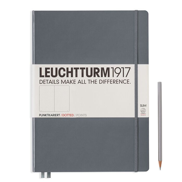 Leuchtturm1917 Hardcover Notebook - Anthracite - Master Slim 8.75 x 12.5 inch (A4+) - 123 pages - dotted - merriartist.com