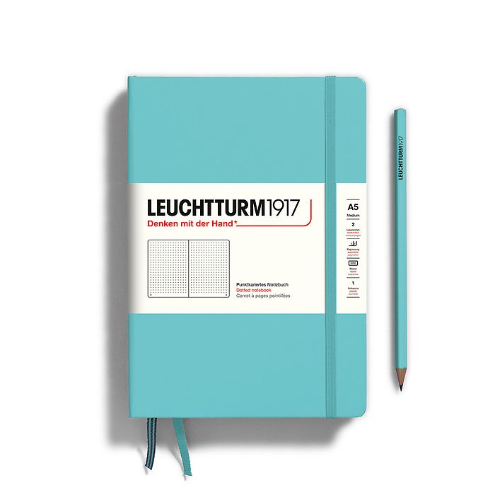 Leuchtturm1917 Hardcover Notebook - Aquamarine - Medium 5.75 x 8.25 inch (A5) - 251 pages - dotted - merriartist.com