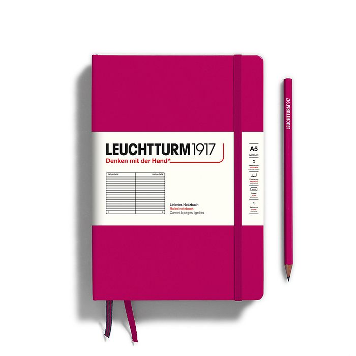 Leuchtturm1917 Hardcover Notebook - Berry - Medium 5.75 x 8.25 inch (A5) - 251 pages - ruled - merriartist.com