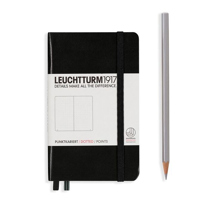 Leuchtturm1917 Hardcover Notebook - Black - Pocket 3.5 x 6 in (A6) - 187 pages - dotted - merriartist.com