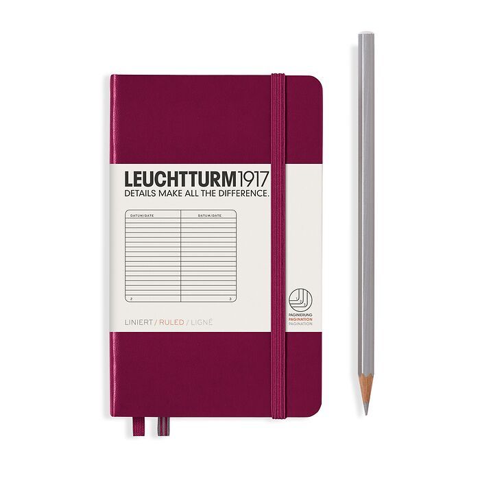 Leuchtturm1917 Hardcover Notebook - Port Red - Pocket 3.5 x 6 in (A6) - 187 pages - ruled - merriartist.com