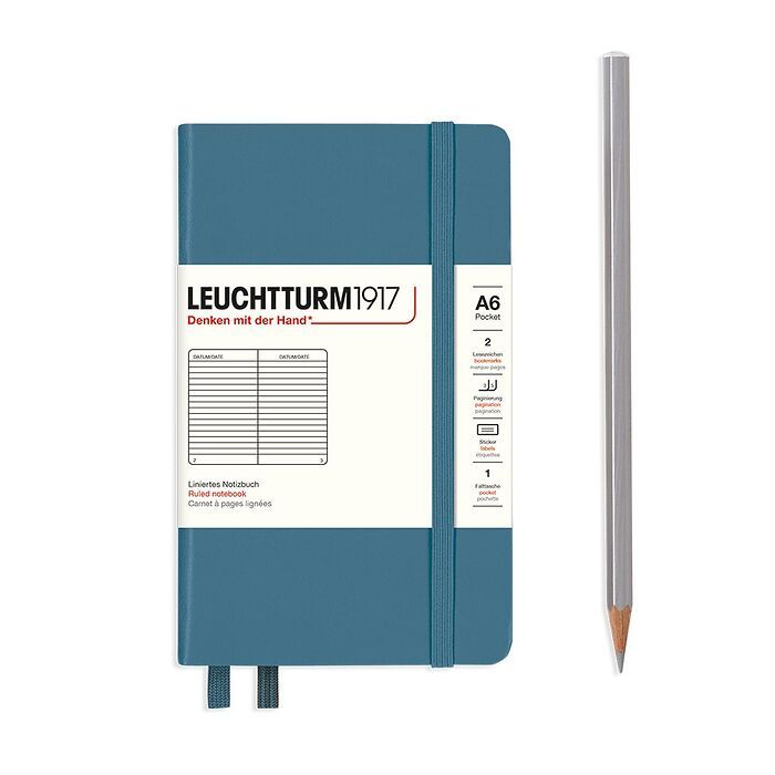 Leuchtturm1917 Hardcover Notebook - Stone Blue - Pocket 3.5 x 6 in (A6) - 187 pages - ruled - merriartist.com