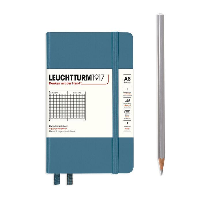 Leuchtturm1917 Hardcover Notebook - Stone Blue - Pocket 3.5 x 6 in (A6) - 187 pages - squared - merriartist.com