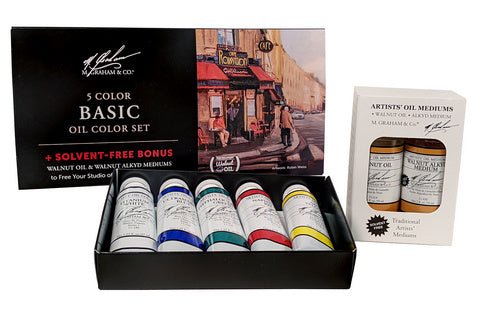 M. Graham 5 Color Oil Paint Bonus Set - merriartist.com