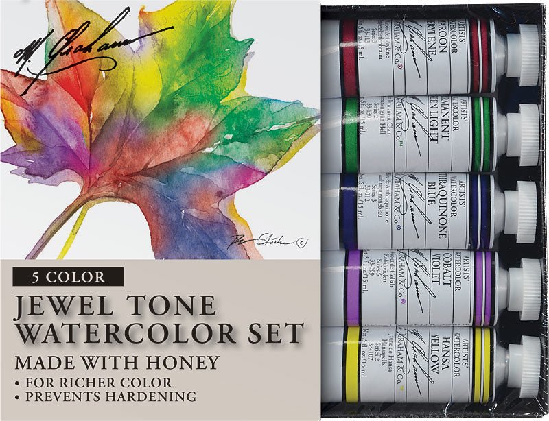 M. Graham Tube Watercolor Paint Jewel Tone 5-Color Set 1/2-Ounce