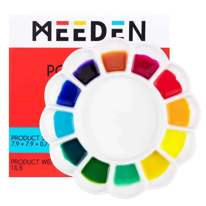 MEEDEN Artist Porcelain Ceramic Palette 7.9'' Diameter, 12 Wells - merriartist.com