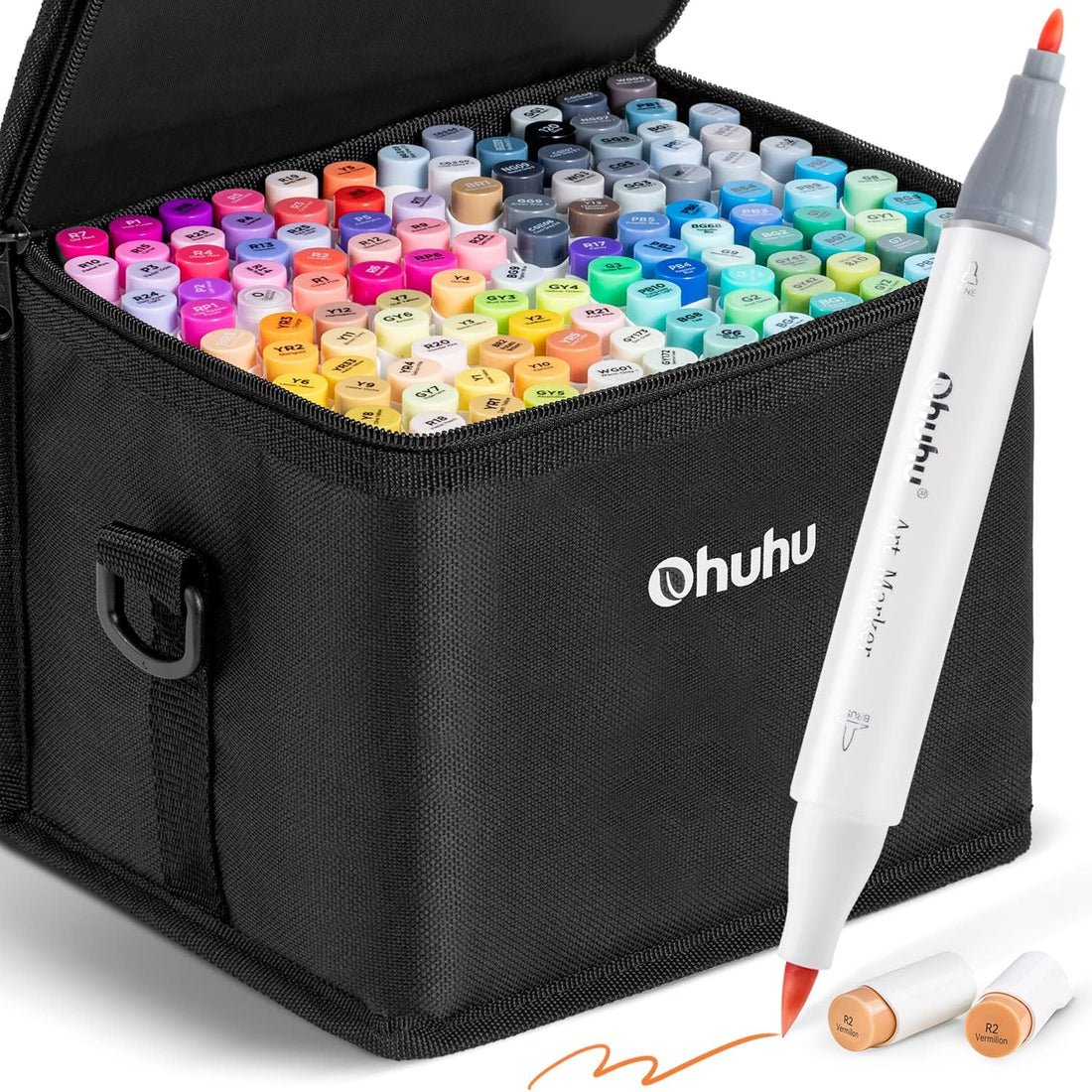 Ohuhu Honolulu B - Dual Tip Alcohol Art Markers - 120 Colors Set Plus 1 Colorless Blender - Brush & Fine Tip - merriartist.com