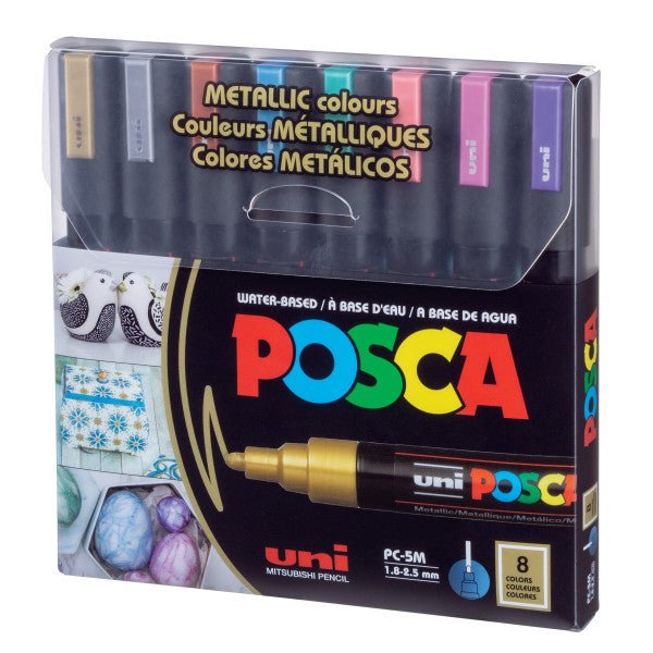 uni POSCA Acrylic Paint Marker - PC-5M Medium - 8 Cool Tone Color Set 