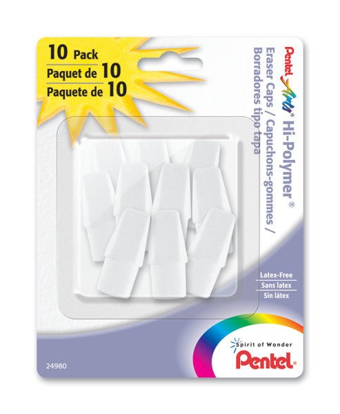 Pentel Arts Hi-Polymer White Cap Erasers10-Pk - merriartist.com